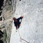 climbing on Spalti del Col Bechei  7a (photo Majoni)'